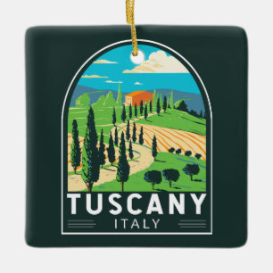 Toscany Italien Vineyard Travel Art Vintage Julgransprydnad Keramik