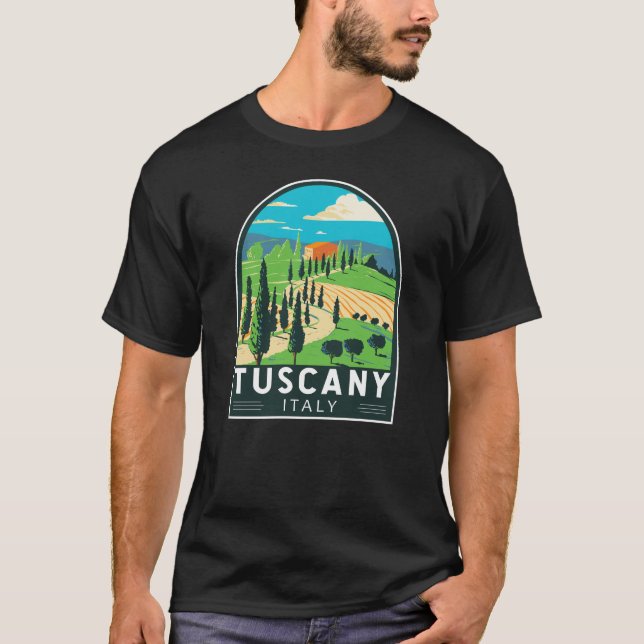 Toscany Italien Vineyard Travel Art Vintage T Shirt (Framsida)