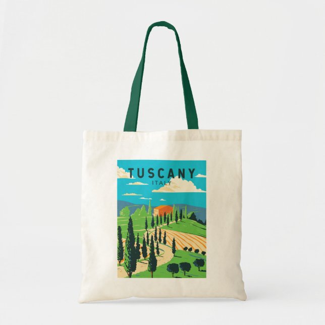 Toscany Italien Vineyard Travel Art Vintage Tygkasse (Framsidan)