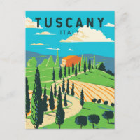 Toscany Italien Vineyard Travel Art Vintage