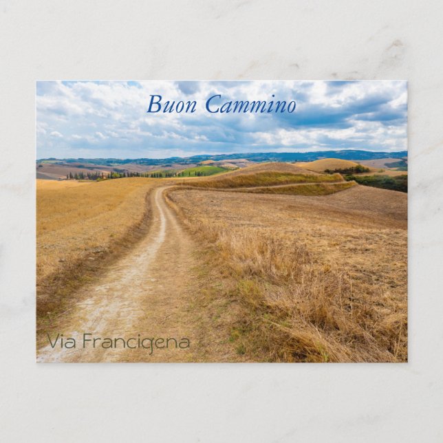 Toscensk landskapsbild längs via Francigena, Itali Vykort (Framsida)