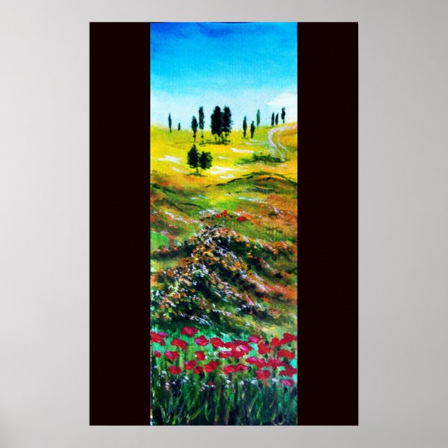 TOSCENSKA LANDSKAP MED VALLMO POSTER (Framsidan)