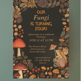 Toshroom Woodland Animal Boys Fjärde födelsedagen Inbjudningar