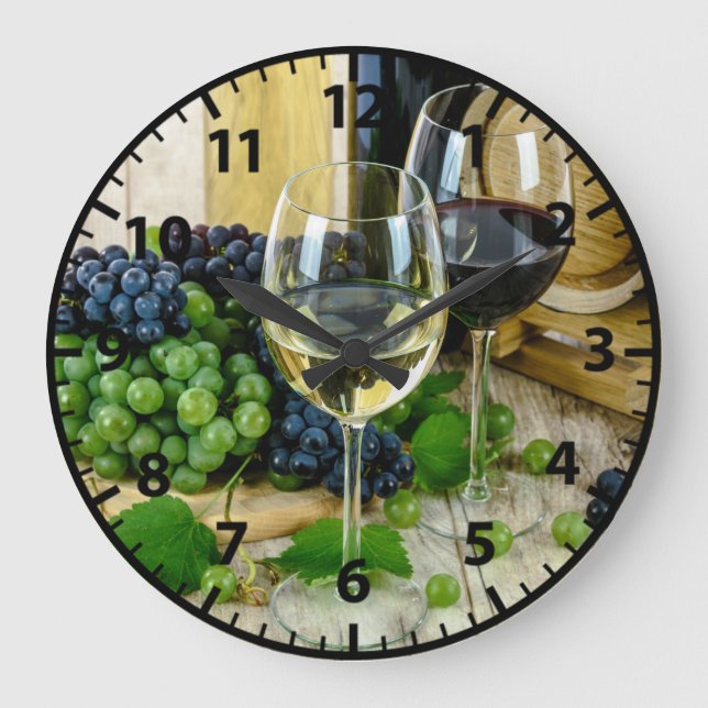Toskana druvor Vin akrylic Kitchen Wall Clock Stor Klocka (Framsida)