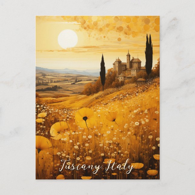 Toskana Flower Valley Painting | Italien Travel Ar Vykort (Framsida)