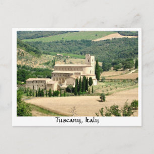 Toskana Italien Abbey of Sant'Antimo in Wheat Fält Vykort