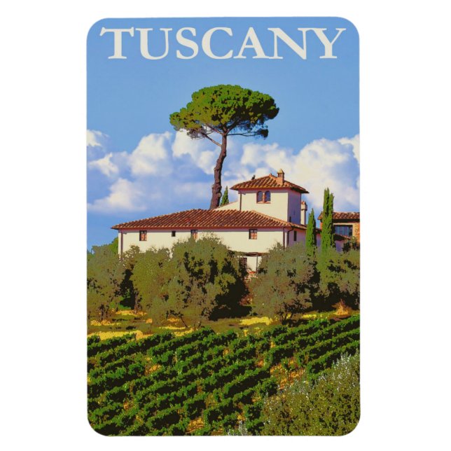 Toskana Italien Italienska Villa Retro Vintage res Magnet (Vertikal)