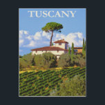 Toskana Italien Italienska Villa Retro Vintage res Vykort<br><div class="desc">Vem som helst skulle vilja att kärlek fick detta vykort för vintage med en illustration av en italiensk villa i Toskana,  Italien!</div>
