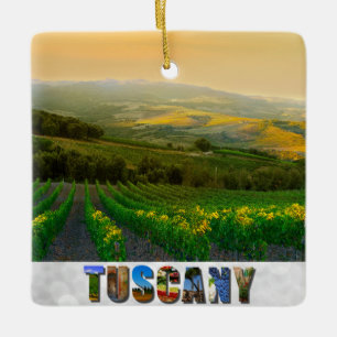 Toskana Italien Italienska Vineyard Photo Jul Julgransprydnad Keramik