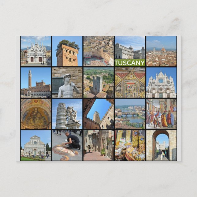 Toskana Italien Italy Travel Photo Collage Vykort (Framsida)