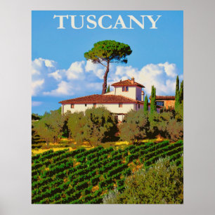 Toskana, Italien Vintage resor Poster