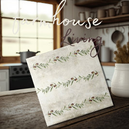 Toskana Olive & Grenar i Rustic Watercolor Kakelplatta