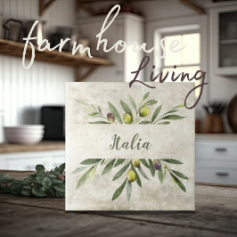 Toskana Rustic Olive & Grenar Italia-skript Kakelplatta