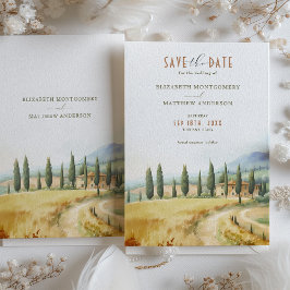 Toskana Serenity Save Date Italy Countryside Inbjudningar