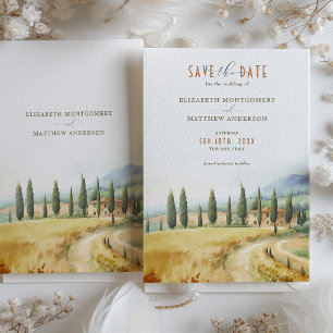 Toskana Serenity Save Date Italy Countryside Inbjudningar