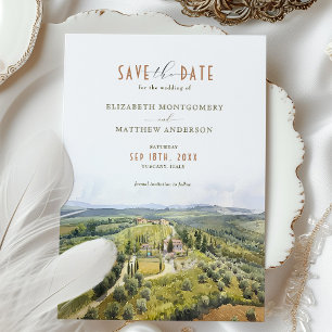 Toskana Serenity Save Date Italy Countryside Inbjudningar