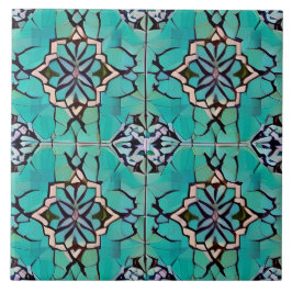 Toskana Stil Faux Mosaic i Teal och Blue Kakelplatta