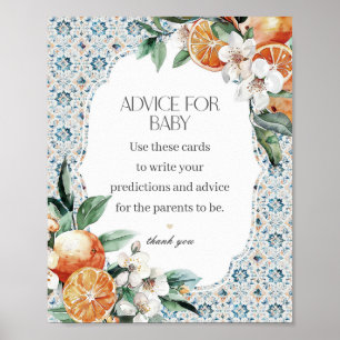 Toskana Tile Italienskt råd för Baby Baby Shower Poster