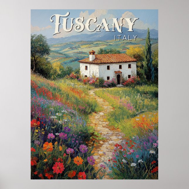 Toskana Travel Poster - Italien Vintage (Framsidan)