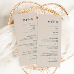 Toskana Verde | Menyn Modern Minimal Bröllop Meny<br><div class="desc">Den här eleganten har bara modernt,  minimalt sans serif-typografi,  vackert rustiskt bohemiskt färg som bara ger den information som tjänar ett syfte. Samla dina kära runt en vacker måltid med vår chic och en enkel tuscanrasotsamling.</div>