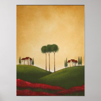 Toskana Villas and Poppies Skriv ut Poster