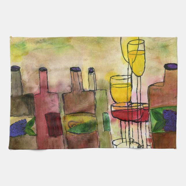 Toskana Vin Cocktail pub towel från konst Kökshandduk (Horisontell)