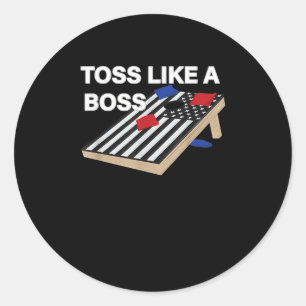 Toss som Chef Cornhole Competition US Flagga Runt Klistermärke