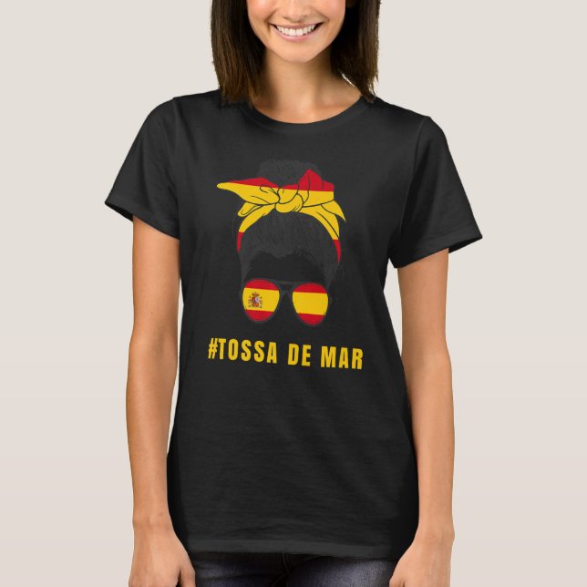 Tossa De Mar Spansk Dam Spanien Flagga   T Shirt (Framsida)