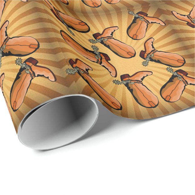 Tossed Cowboy Boots Wrapping Papper Presentpapper (Rullad Hörn)
