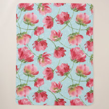 Tossed Crimson Red Watercolor Blommigt Polka dots