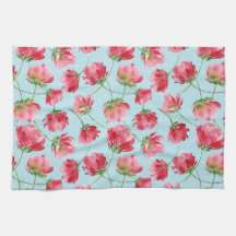 Tossed Crimson Red Watercolor Blommigt Polka dots