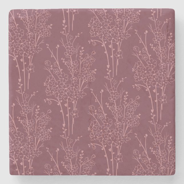 Tossed Floral Silhouette Botanical | Deep Burgundy Stenunderlägg (Framsidan)
