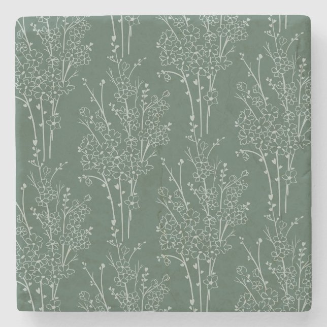 Tossed Floral Silhouette Botanical | Deep Forest Stenunderlägg (Framsidan)