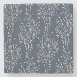 Tossed Floral Silhouette Botanical | Inky Navy Stenunderlägg