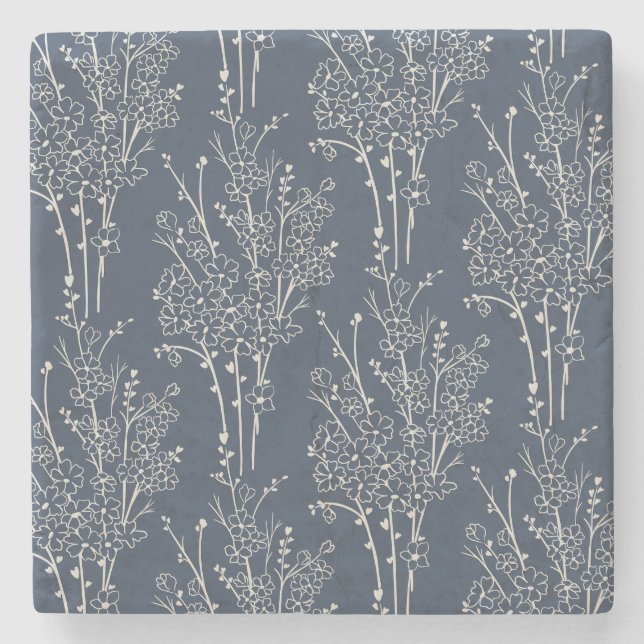 Tossed Floral Silhouette Botanical | Inky Navy Stenunderlägg (Framsidan)