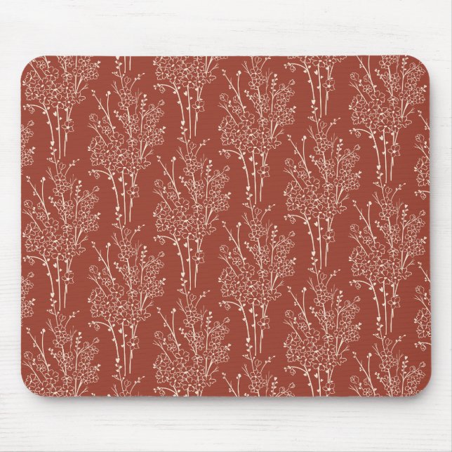 Tossed Floral Silhouette Botanical | Rust Red Musmatta (Framsidan)