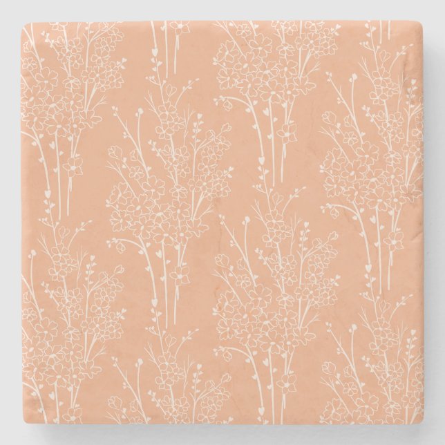 Tossed Floral Silhouette Botanical | Soft Apricot Stenunderlägg (Framsidan)