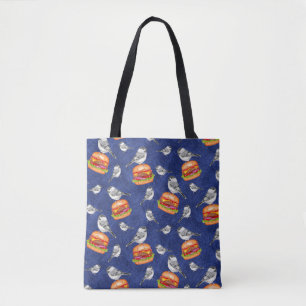 Tossed Tahoe Cheeseburger Birds on Deep Blue Tygkasse