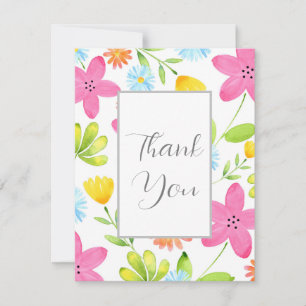 Tossed Watercolor Flowers Tack Kort