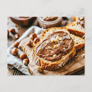 Tostad Bread med Creamy Chocolate Hazelnut Sprea Helg Vykort