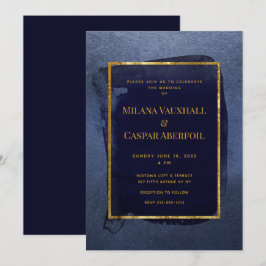 Tostad marin och djup Guld Bröllop & Party Inbjudningar