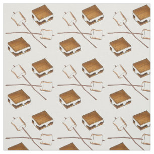Tostad Marshmallow och Chocolate Smores Fabric Tyg