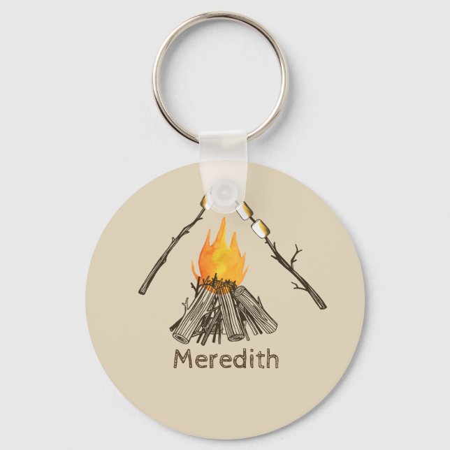 Tosted Marshmallow Campfire Keychain Nyckelring (Framsida)