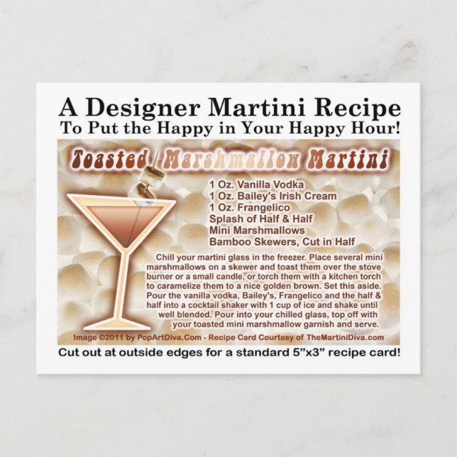 Tosted Marshmallow Martini Recipe-vykort Vykort (Framsida)