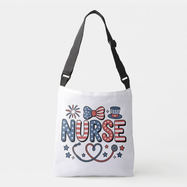 Tot| Patriotic 4th of July Nurse Gift Axelväska (Framsida)