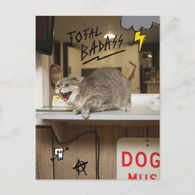 Total Badass-katt Vykort (Framsida)