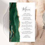 Total Budget Emerald Grönt Guld Agate Bröllop<br><div class="desc">Den moderna bröllop-menyn på den lämnat kant i eleganten har en framväxande grönt vattenfärgsagat gräns som trimmas med faux guld glitter. Anpassadet kombinerar grått-handskriftsskript och typsnitt på vit bakgrund. Den omvända sidan har en matchande framväxande grönt och guld agate-design.</div>