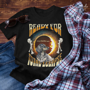 Total Eclipse 2024 Editable Date Cute Hund Vintage T Shirt