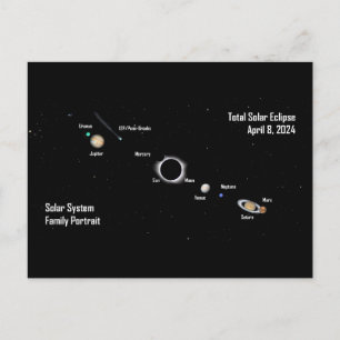 Total Eclipse 2024 Solar System Family Porträtt Vykort