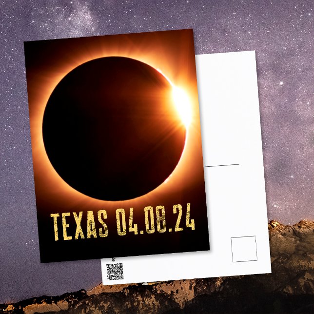 Total Eclipse Texas 2024 Totality Solar Eclipse Vykort (Front/Back)